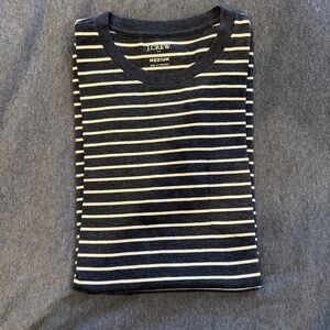 J. Crew Short Sleeve Slim Washed Navy White Striped T-Shirt - Size Medium